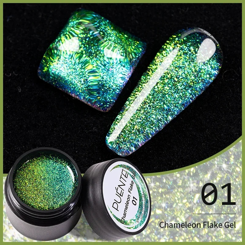 3D Sculpture Gel Nail Polish 15ml - Professional Soak Off Formula Permanent Makeup Machines Chameleon Flake 01 Tidesmit