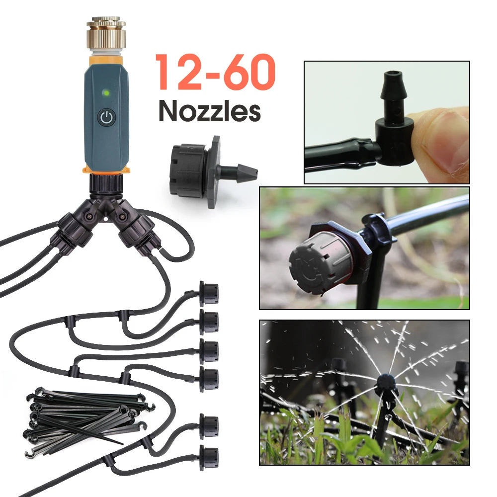 30-10m Zigbee Garden Irrigation System Adjustable Drip Watering Kit Tuya Smartlife App compatible Timer Controller 1/4'' Hose