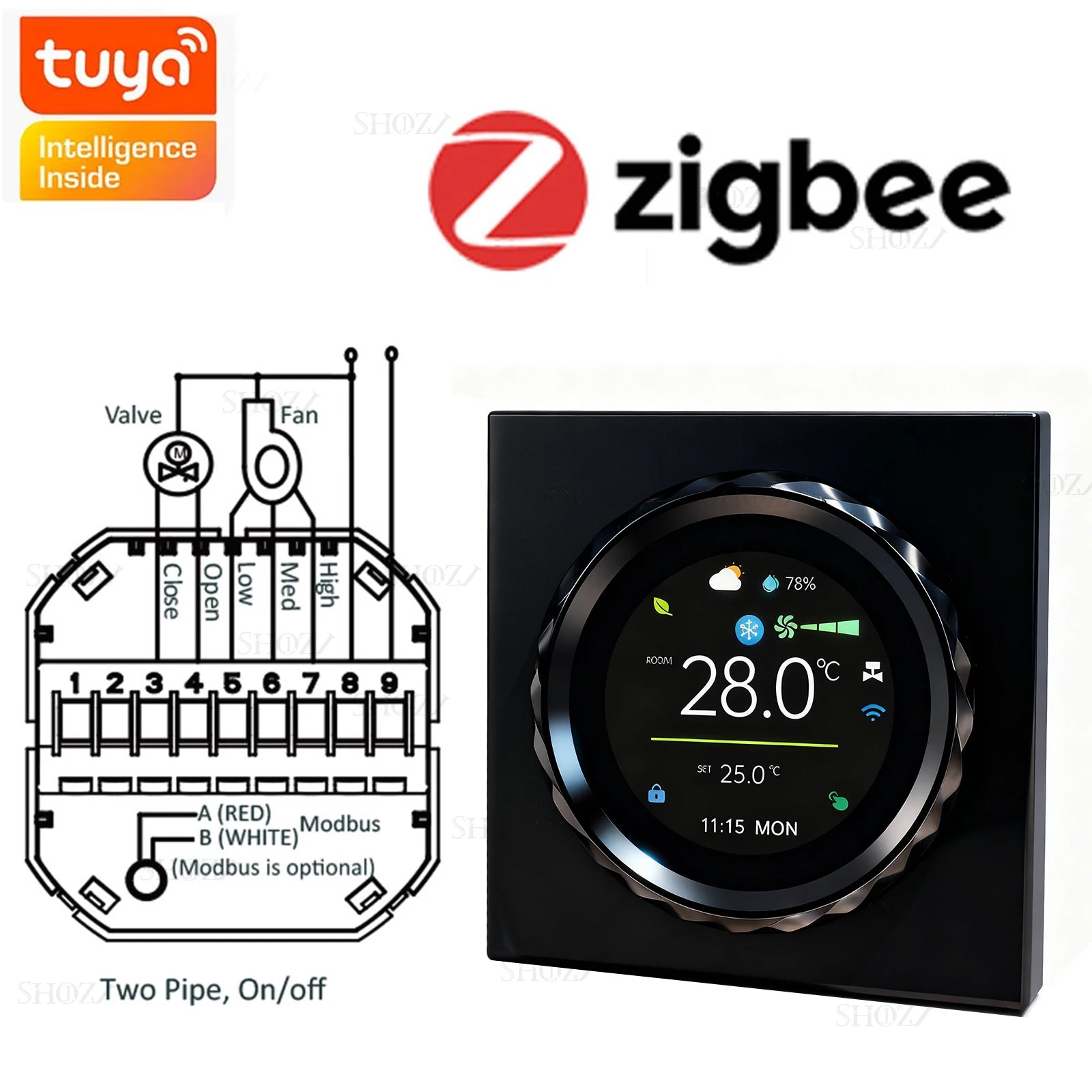 TUYA Zigbee/Wifi Knob Smart Thermostat Wireless Programmable °C/°F Heat Cool Air Conditione for Home HVAC Systems Energy Saving