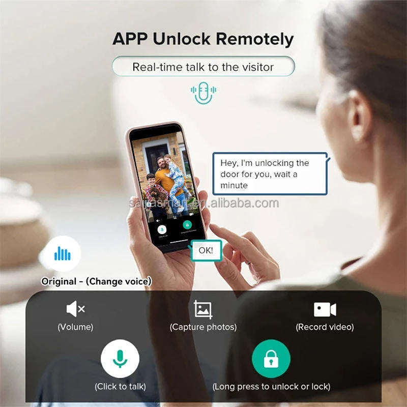 Face Recognition Tuya Smart Door Lock Automatic Biometric Rfid Ic Card Wifi App Security Camera Fingerprint Digital Locks
