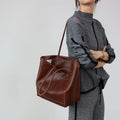 Women Large Capacity Genuine Leather Tote Soft Shoulder Bag