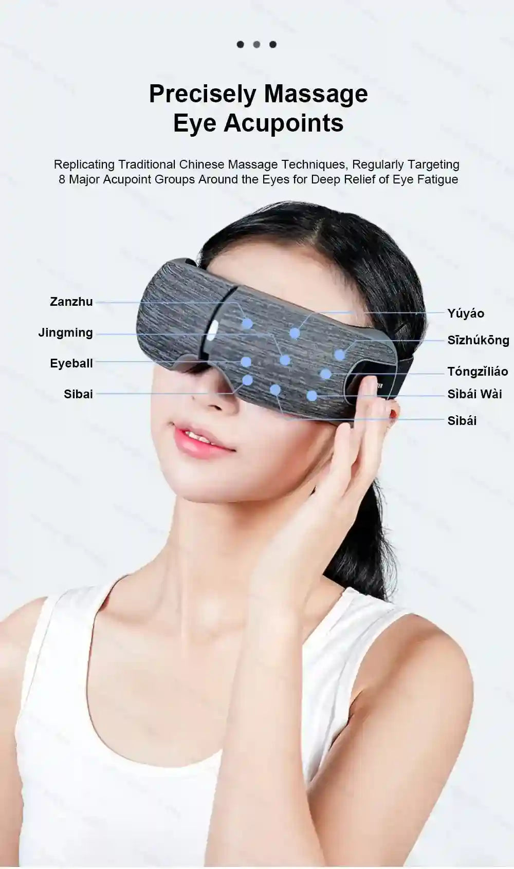 Smart Eye Massager with Heat and Air Compression - Black Eye Massage Instrument Tidesmit