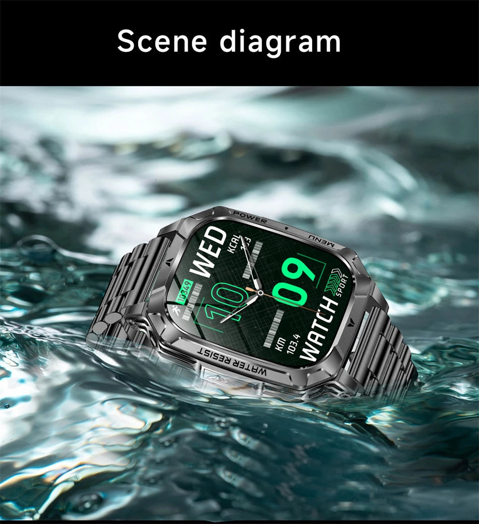 2026 New Hot flashlight Men Smartwatch Compass 1400 mAh BT call GPS fitness IP68 Waterproof Fashion Smartwatch For holiday Gifts
