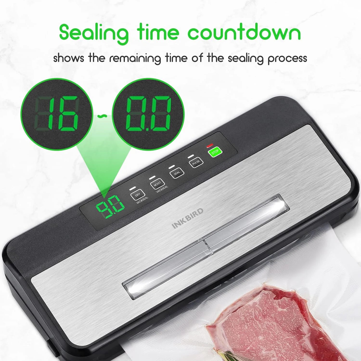INKBIRD 3rd Vacuum Sealer with Starter Kit -80KPA Strong Suction Kitchen Household Food Vacuum Sealer Machine for Meat,Vegetable