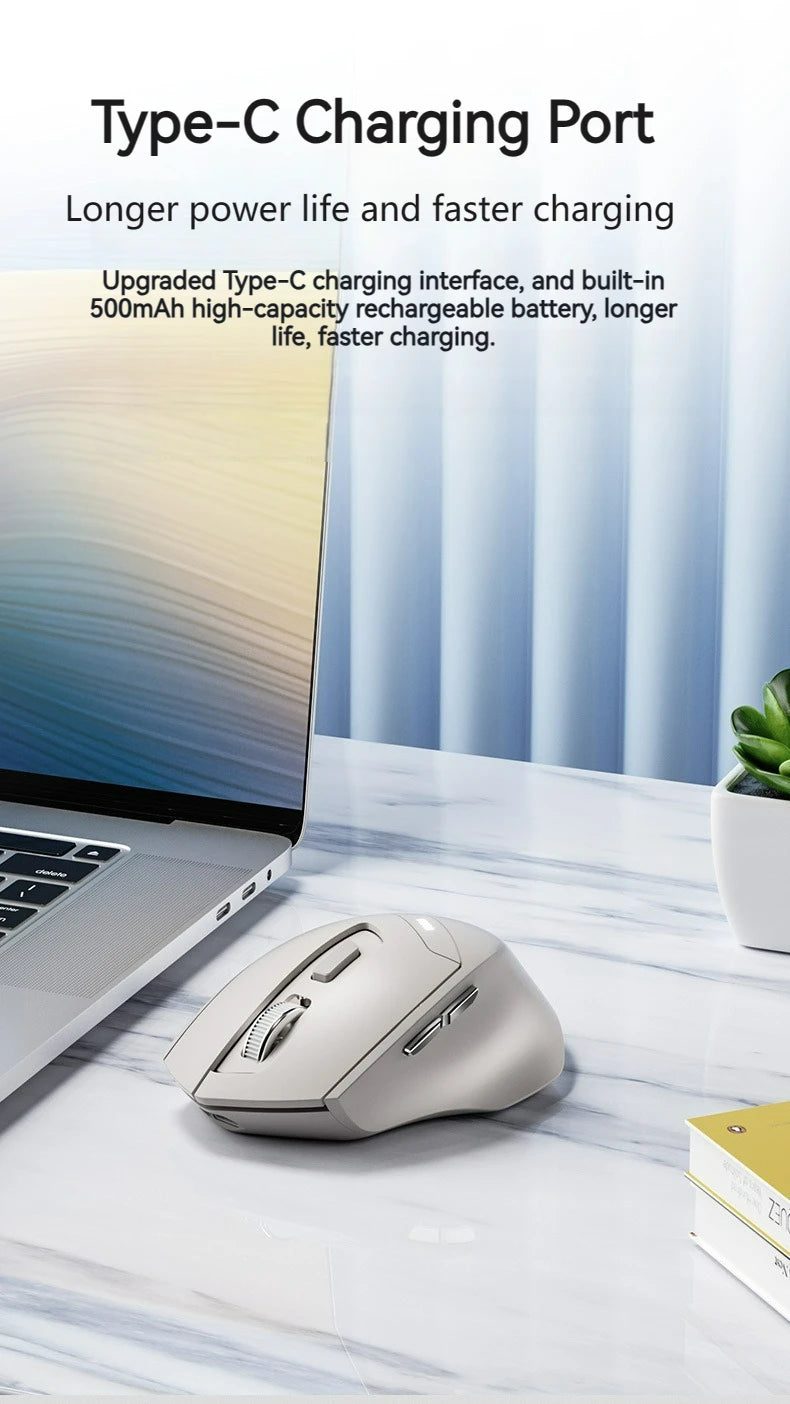 Bluetooth Tri-mode Mouse Rechargeable 2.4G Wireless Mouse Office Mute Support PC Laptop Tablet Smartphone Universal Mouse
