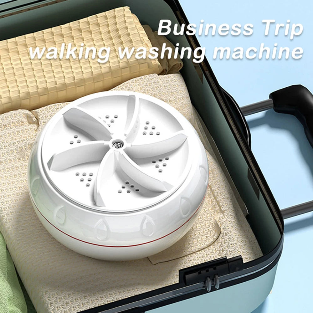 Tidesmit portable mini ultrasonic washer for baby clothes and underwear showing compact USB turbo cleaning mechanism