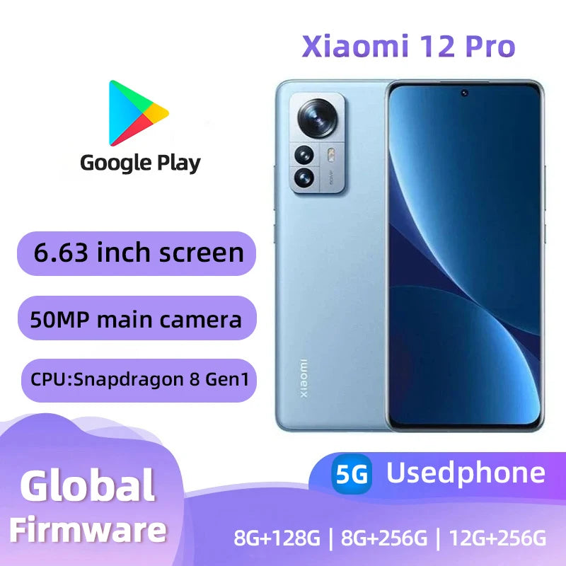 Xiaomi 12 Pro 5G RAN 8GB/12GB ROM 128GB/256GB 50MP camera 6.73-inches Battery 4600mAh used phone