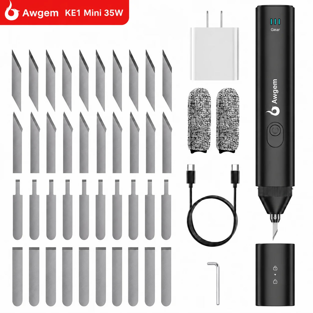 Awgem KE1 Handheld Ultrasonic Cutter Ultrasonic Cutting Knife DIY Electric Carving Tool for Plastic/Resin/3D Printing/Textile