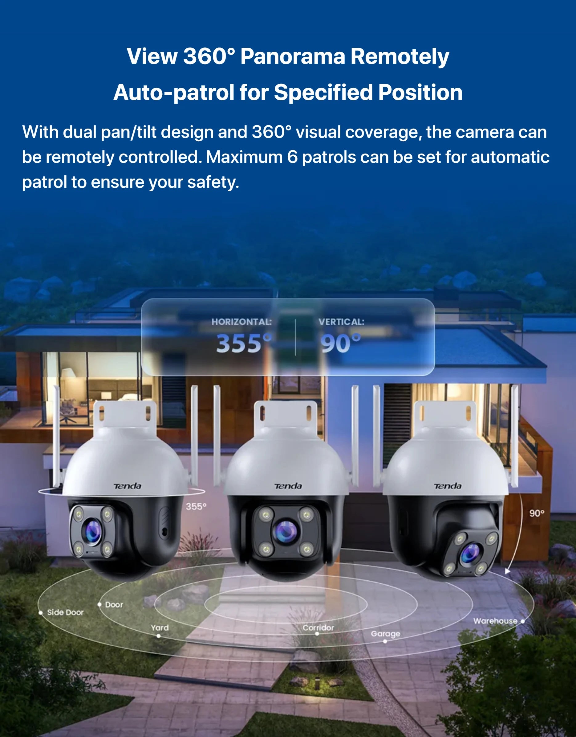 Tenda 4MP Outdoor Wi-Fi Pan/Tilt Camera CH7-WCA Full-Color 360° Visual Coverage Night Vision AI Motion Detection Smart Alarm