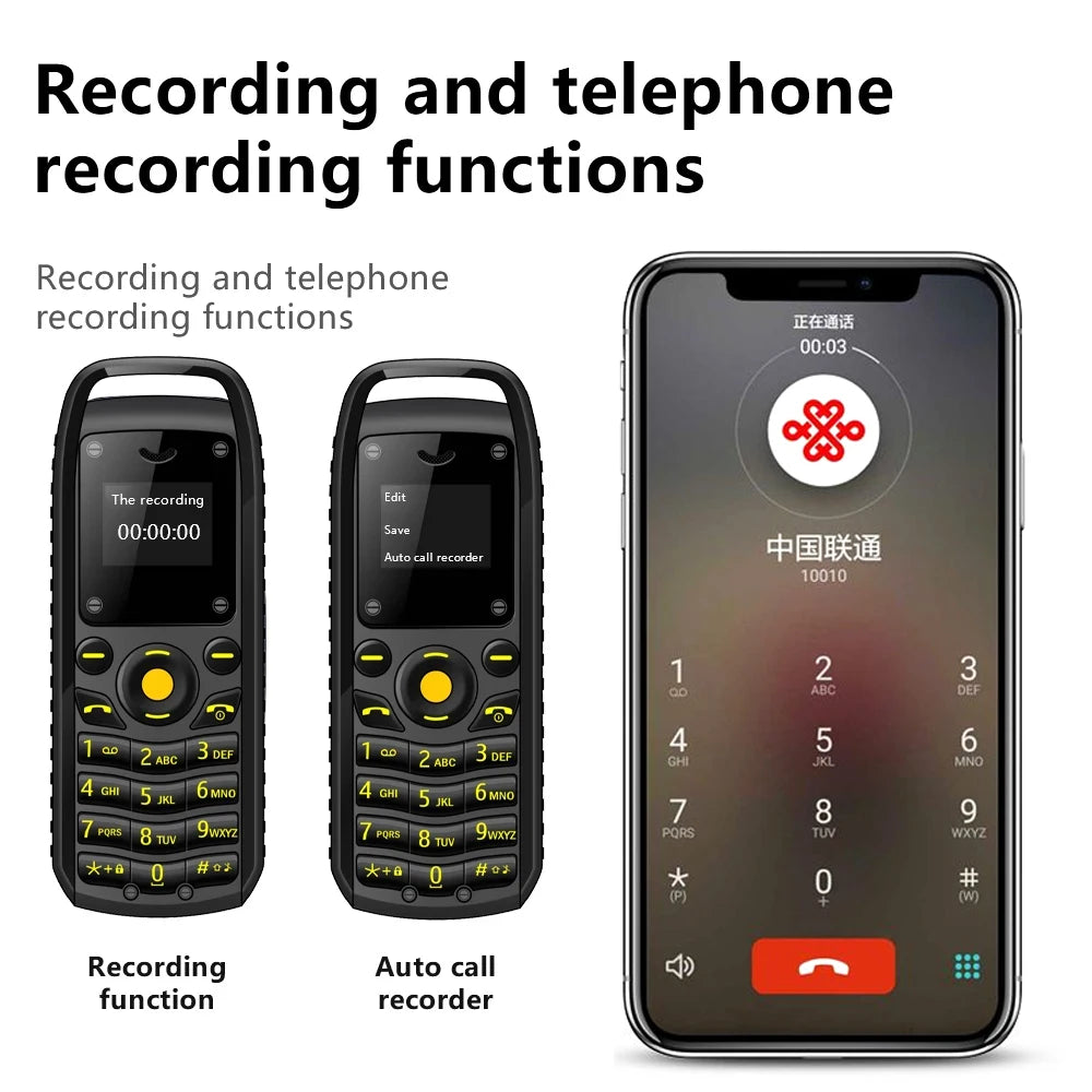 UNIWA Super Mini 0.66 Inch 2G Mobile Phone B25 Wireless Bluetooth Earphone hand free Headset Unlocked Cellphone Dual SIM Card