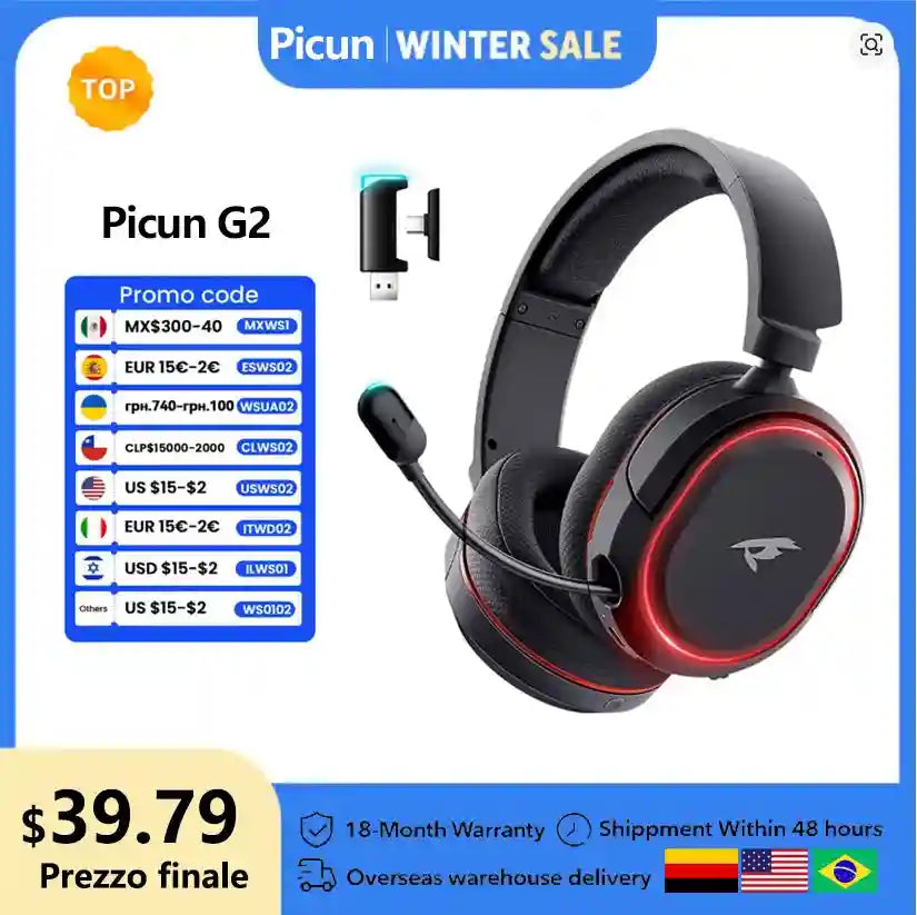 Wireless Gaming Headset with 7.1 Surround Sound and Low Latency Audio Tidesmit