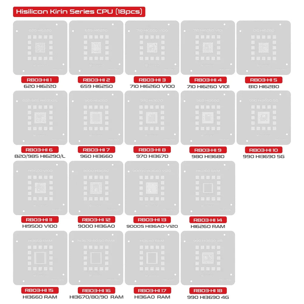 Martview RB03 RB-03 Fullset Multi-functions Automatic Positioning Universal BGA Reballing Station Holder Template - 97pcs Nets