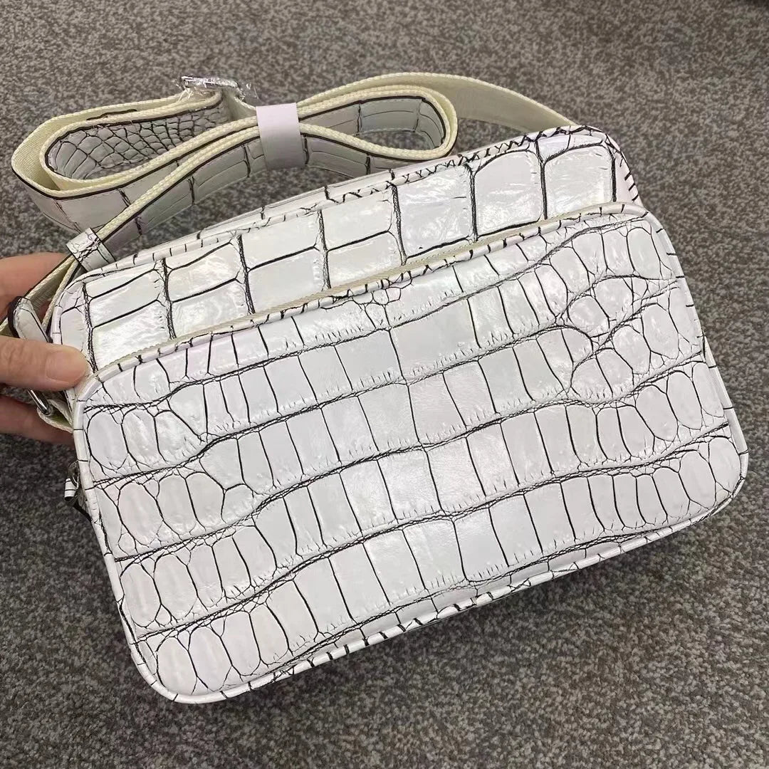 2022 New Designer Belly Crocodile Skin Men's Shoulder Bag Fashion Men Real Crocodile Bag High Quality Large Capacity Male Bag 45