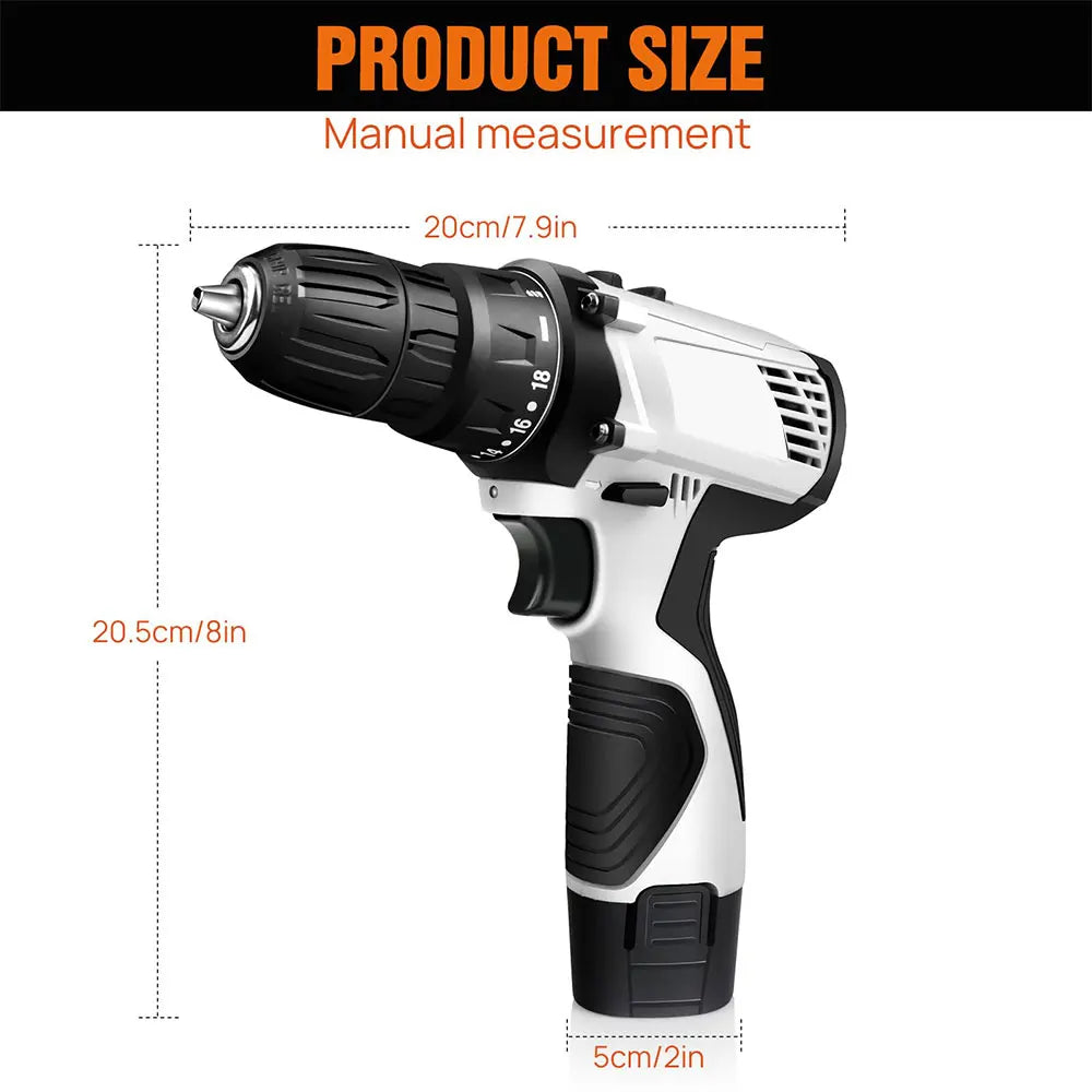 Podofo Cordless Drill Driver Kit with Battery 12V Multi-Function Electric Screwdriver Driver Tool Kit Home Repair DIY Power Tool