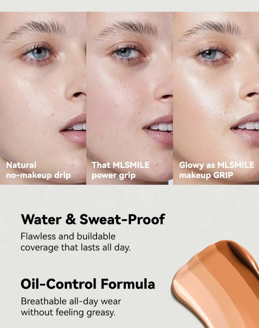 Tidesmit matte liquid foundation for oily skin showing professional long-lasting face base texture detail