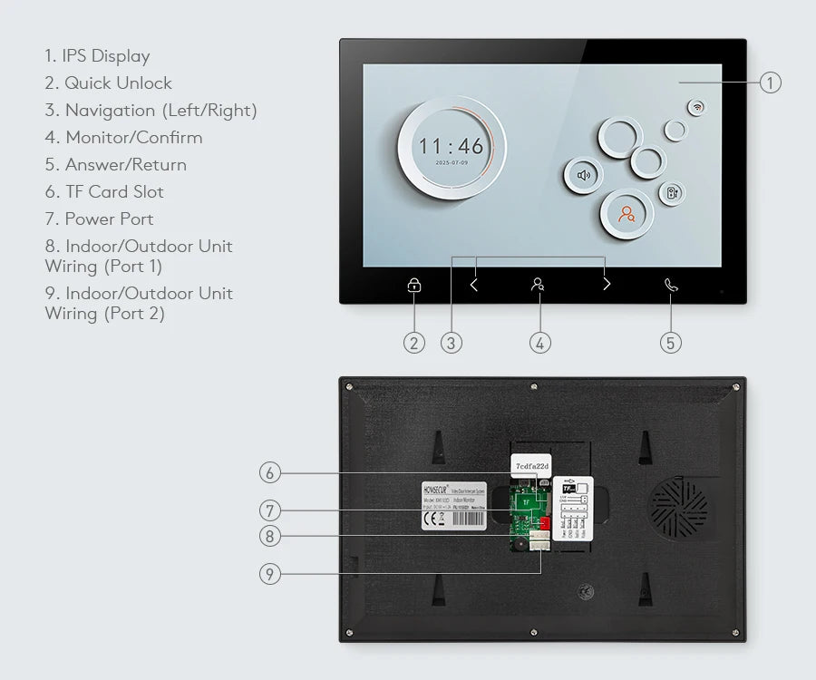 HOMSECUR XM103D 10" WIFI Indoor Monitor for HDS 4 Wire Video Doorphone Entry Intercom