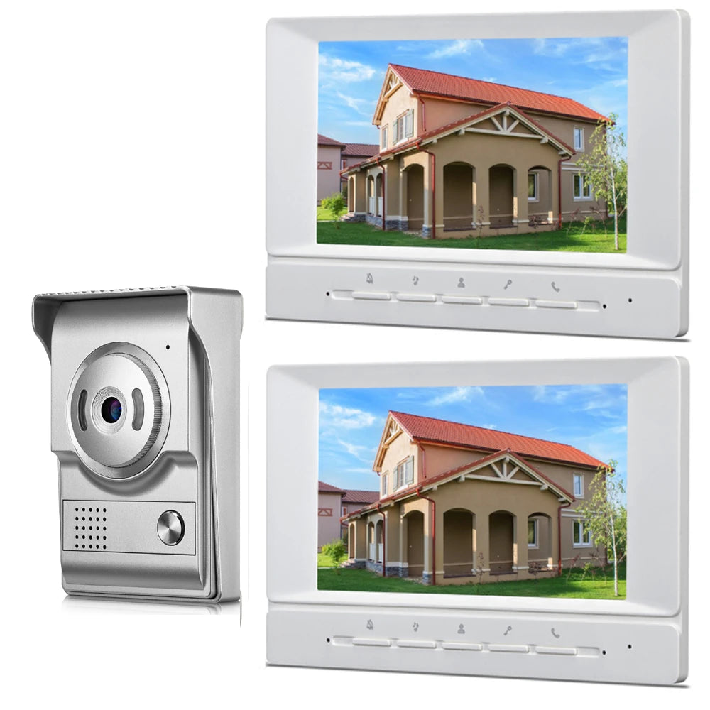 Video Intercom for Home Apartment 7-Inch Screen Support Monitor Unlock Video Intercom with Camera 4 Wire Door Bell