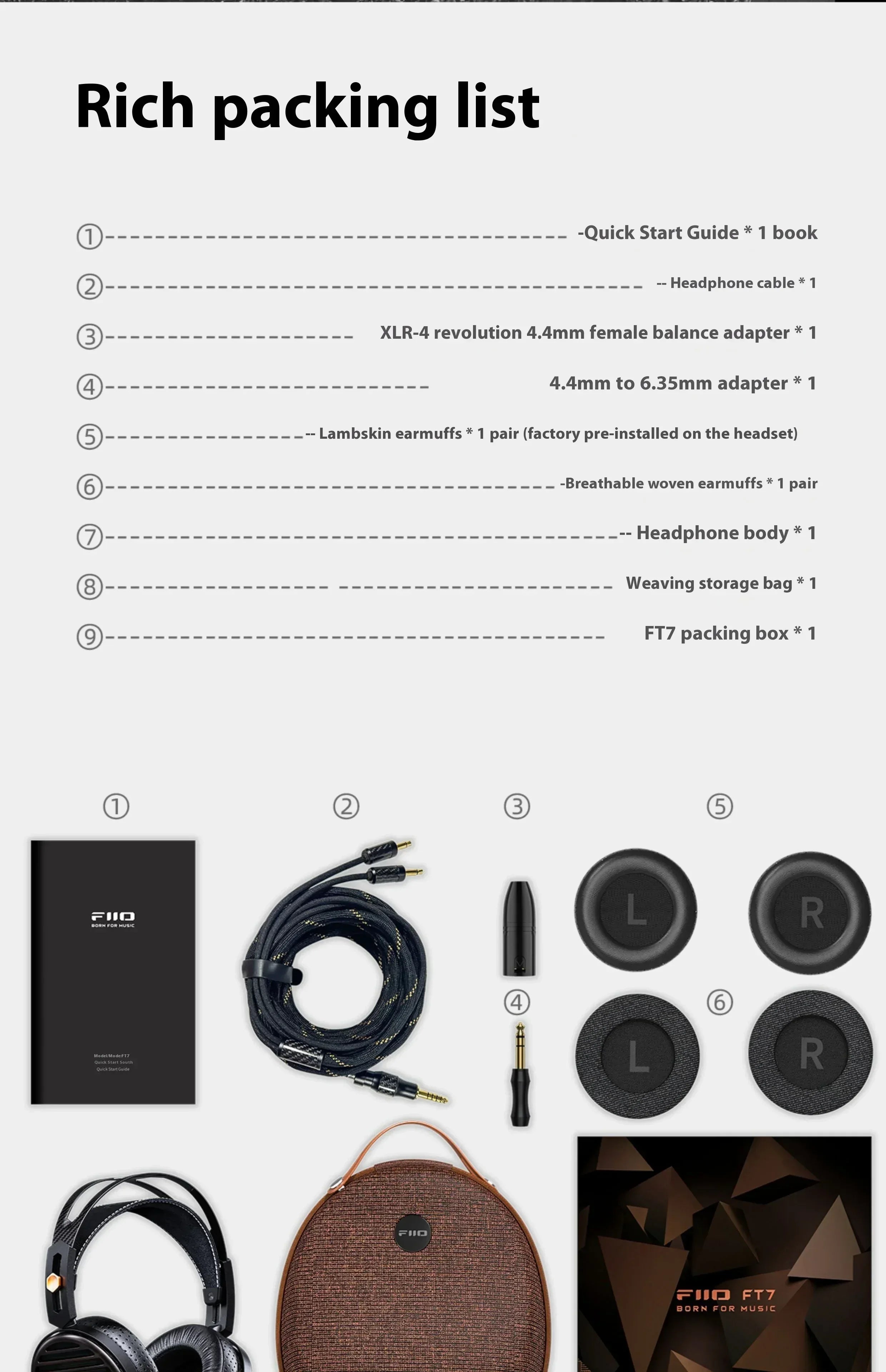 FiiO FT7 Open-Back Planar Headphones | 106mm Carbon Diaphragm | Tidesmit Tidesmit
