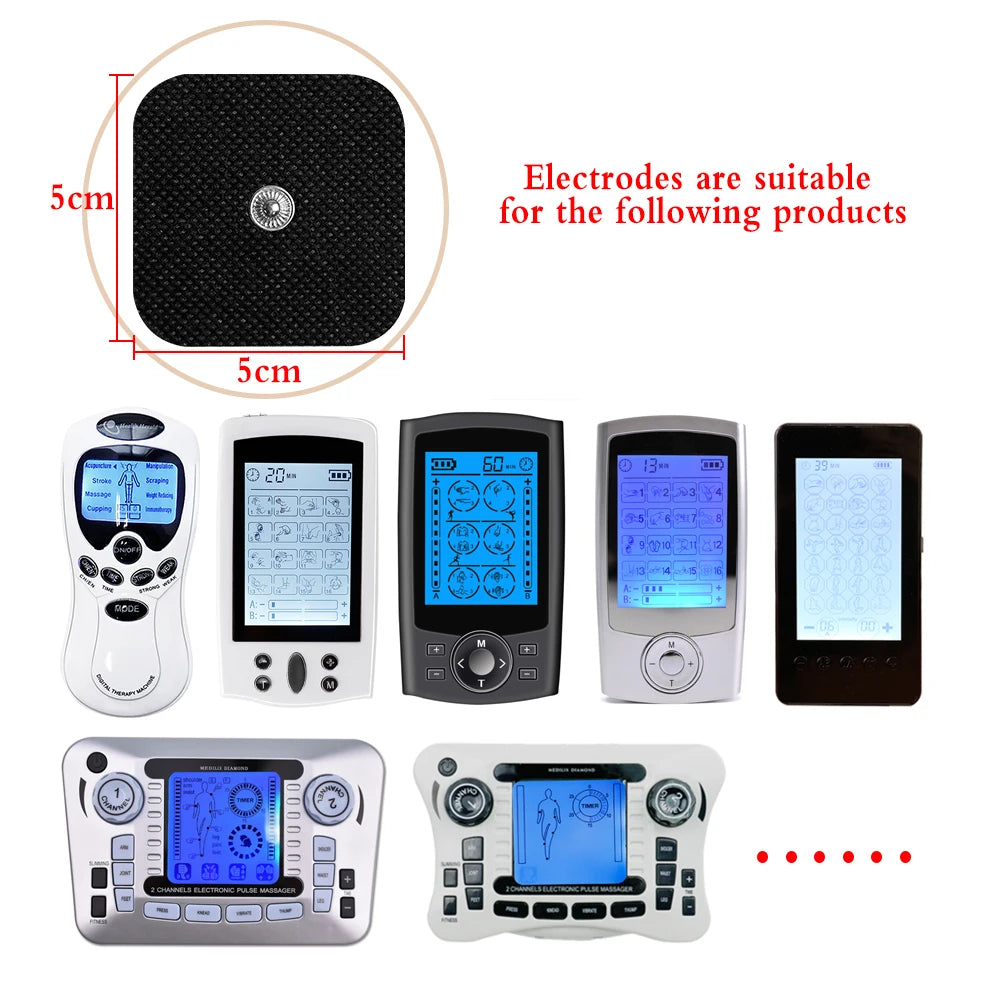 TENS Unit Electrode Pads: Reusable Muscle Stimulator Gel Sets Back Massage Instrument Tidesmit
