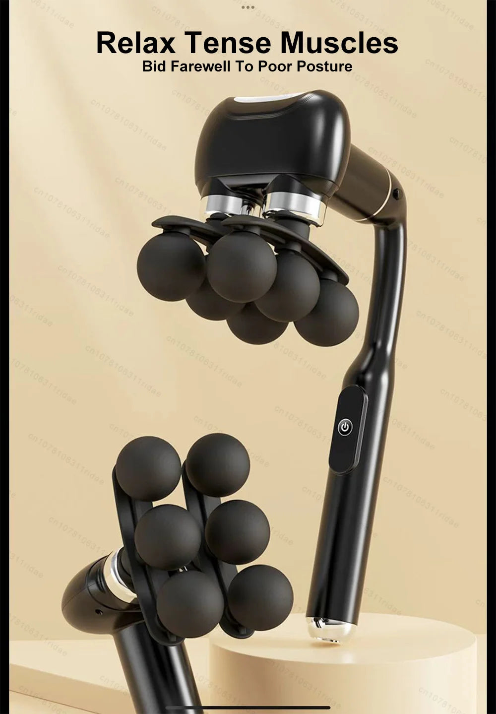 Fascia Gun 6-Head Percussive Therapy Deep Tissue Muscle Massager Fascia Gun Tidesmit