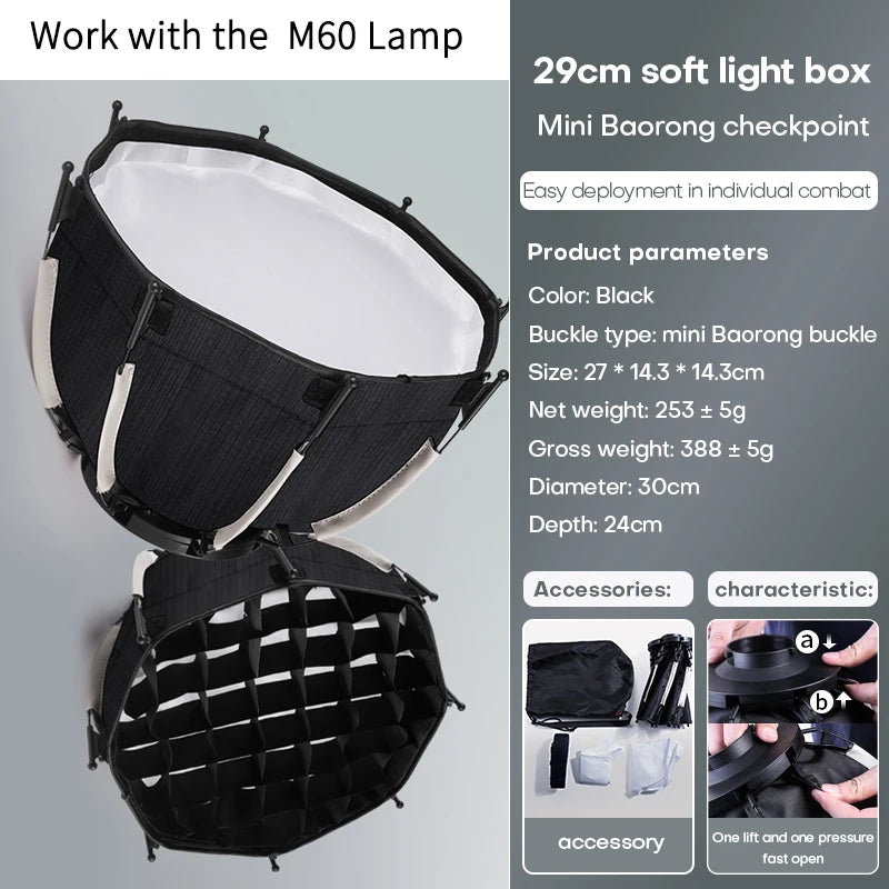 LED Video Light 60W-80W Bi-Color COB Studio Lamp for Content Creation Only Soft Box Tidesmit