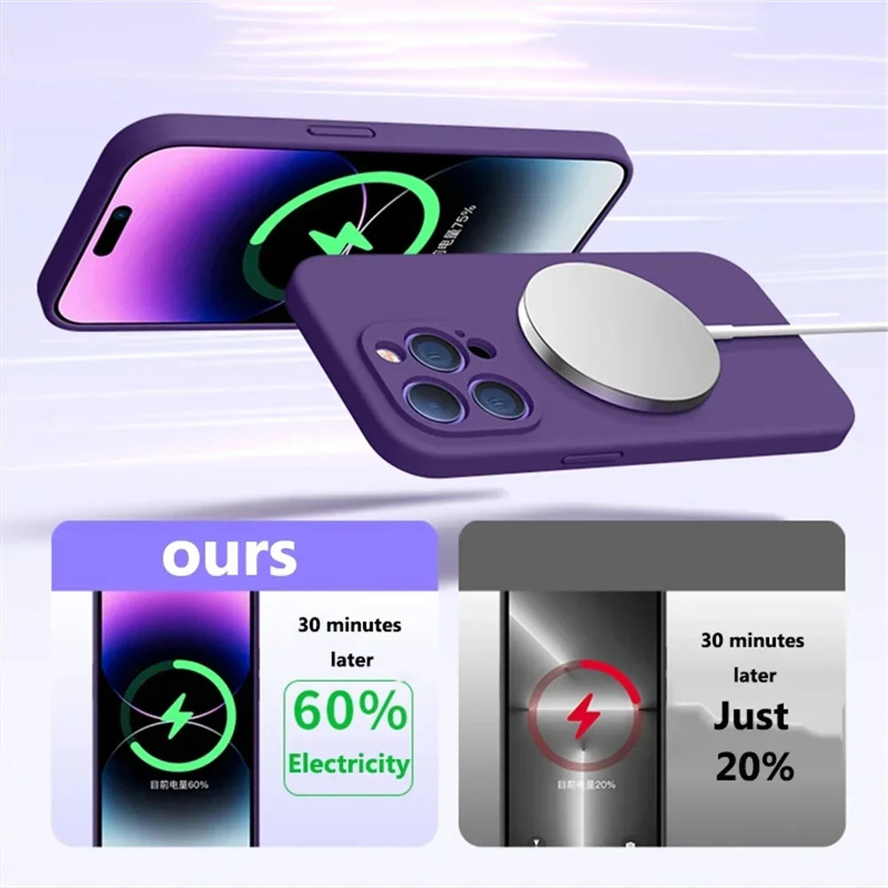 Magnetic Silicone iPhone Case - Shock-Absorbing MagSafe Cover for iPhone Tidesmit