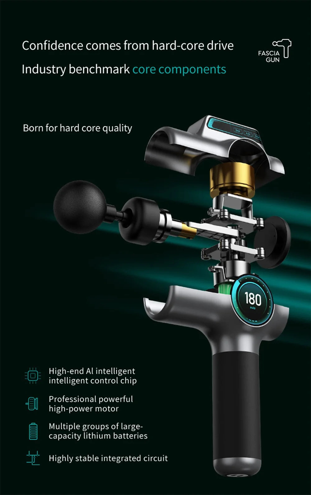 Deep Tissue Massage Gun | 99-Speed Portable Muscle Recovery Device Relaxation Treatment Tidesmit