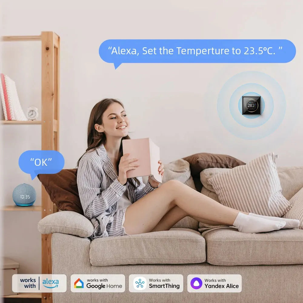 WiFi Smart Knob Thermostat Floor Heating Water Gas Boiler Home Room Programmable Temperature Controller Tuya Alexa Google Home