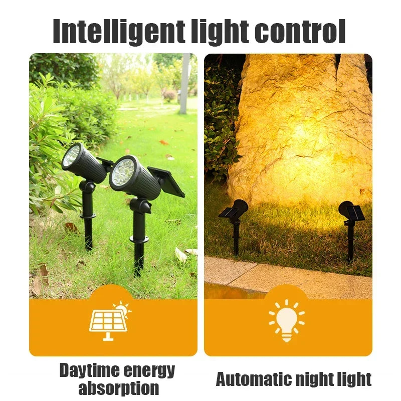 Solar 9 LED Ground Lights Outdoor, IP65 Waterproof Brightness Adjustable Spot Light for Garden Backyard Driveway Patio Decor