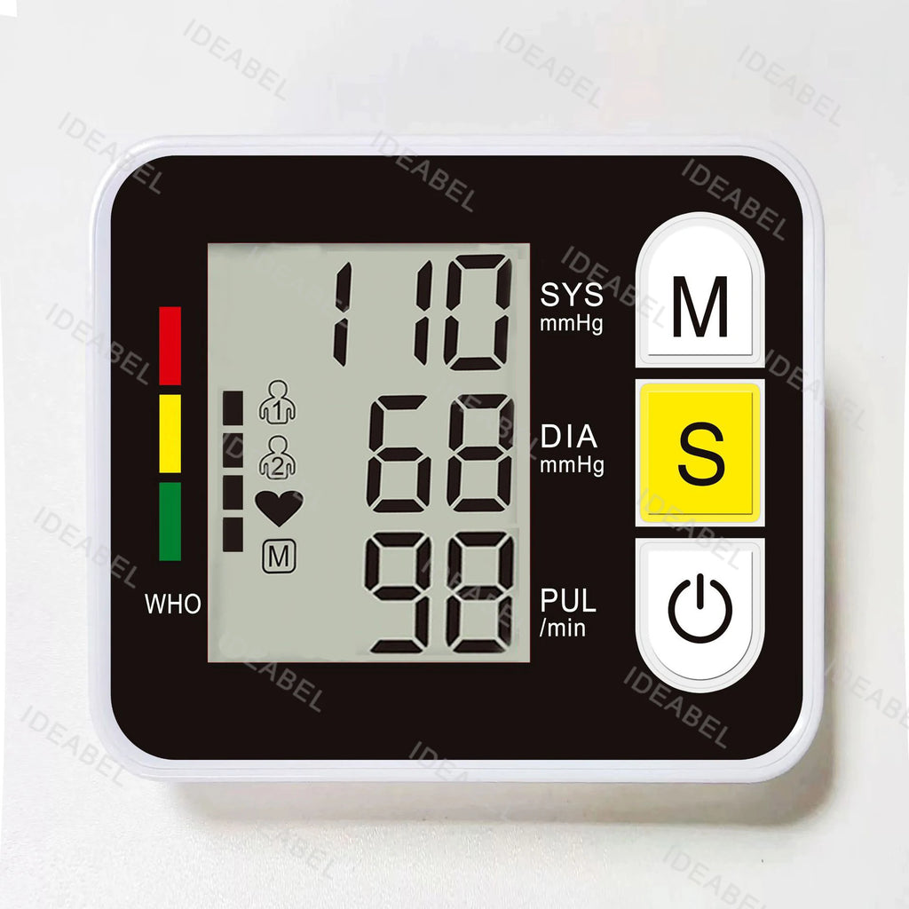 Wrist Blood Pressure Monitor Tonometer Automatic Digita Sphygmomanom BP LCD Screen Portable Health Care Heart Rate Pulse Meter
