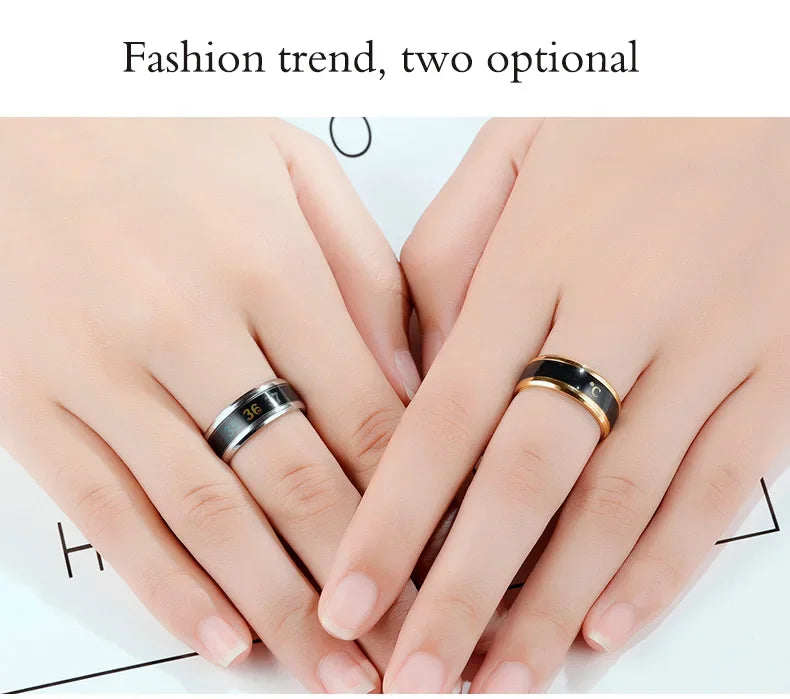 Size 6-13# Intelligent 38 Temperature Men Women Ring Stainless Steel Simple Creative Couple Mood Changing Number Finger