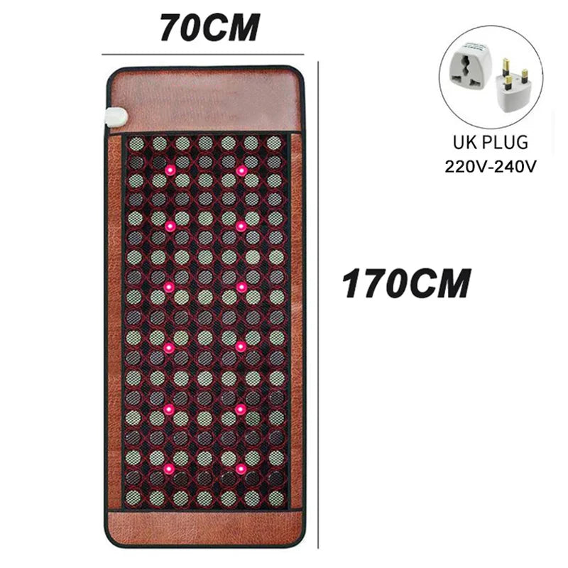 PEMF Therapy Mat with Infrared Heat - Deep Tissue Jade Germanium Pad Massage Cushion 220V UK Plug Tidesmit