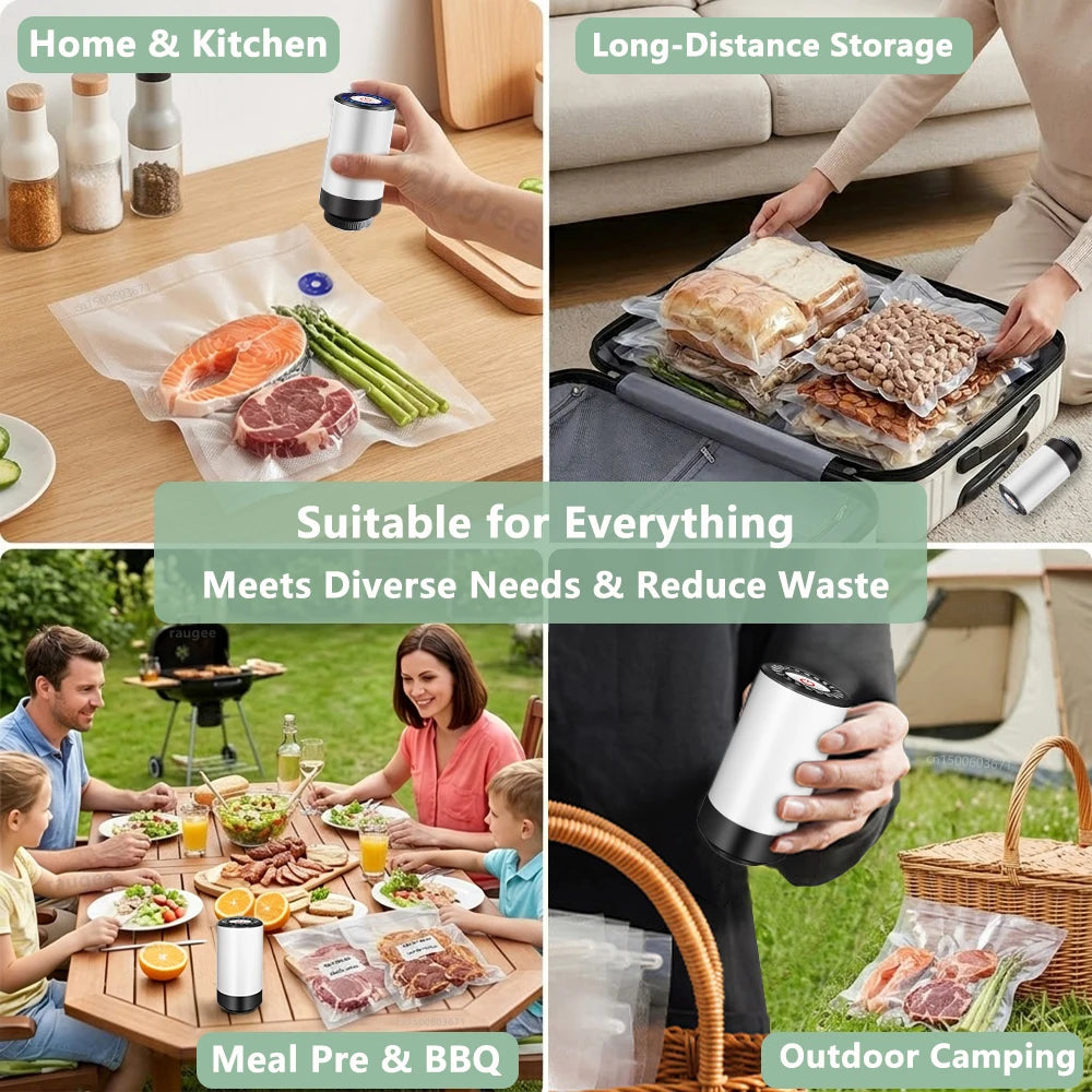 Electric Vacuum Sealer Pump Mini Handheld Vacuum Pump with Food Vacuum Bags USB Rechargeable Portable Mini Vacuum Sealer Machine