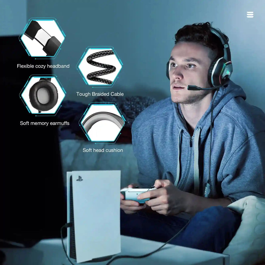 Wireless Gaming Headset with Mic - 7.1 Surround Sound for PC and PS5 Tidesmit