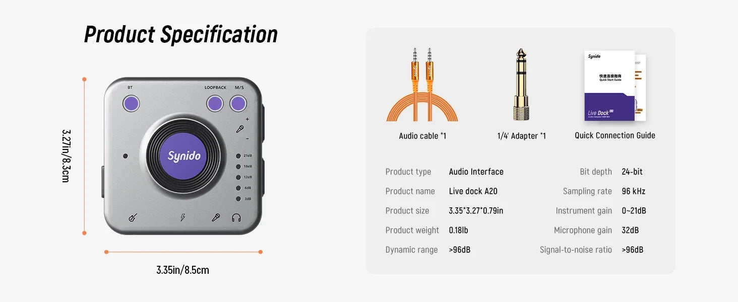 USB-C Audio Interface Live Dock A20 by Tidesmit for Pro Streaming Tidesmit