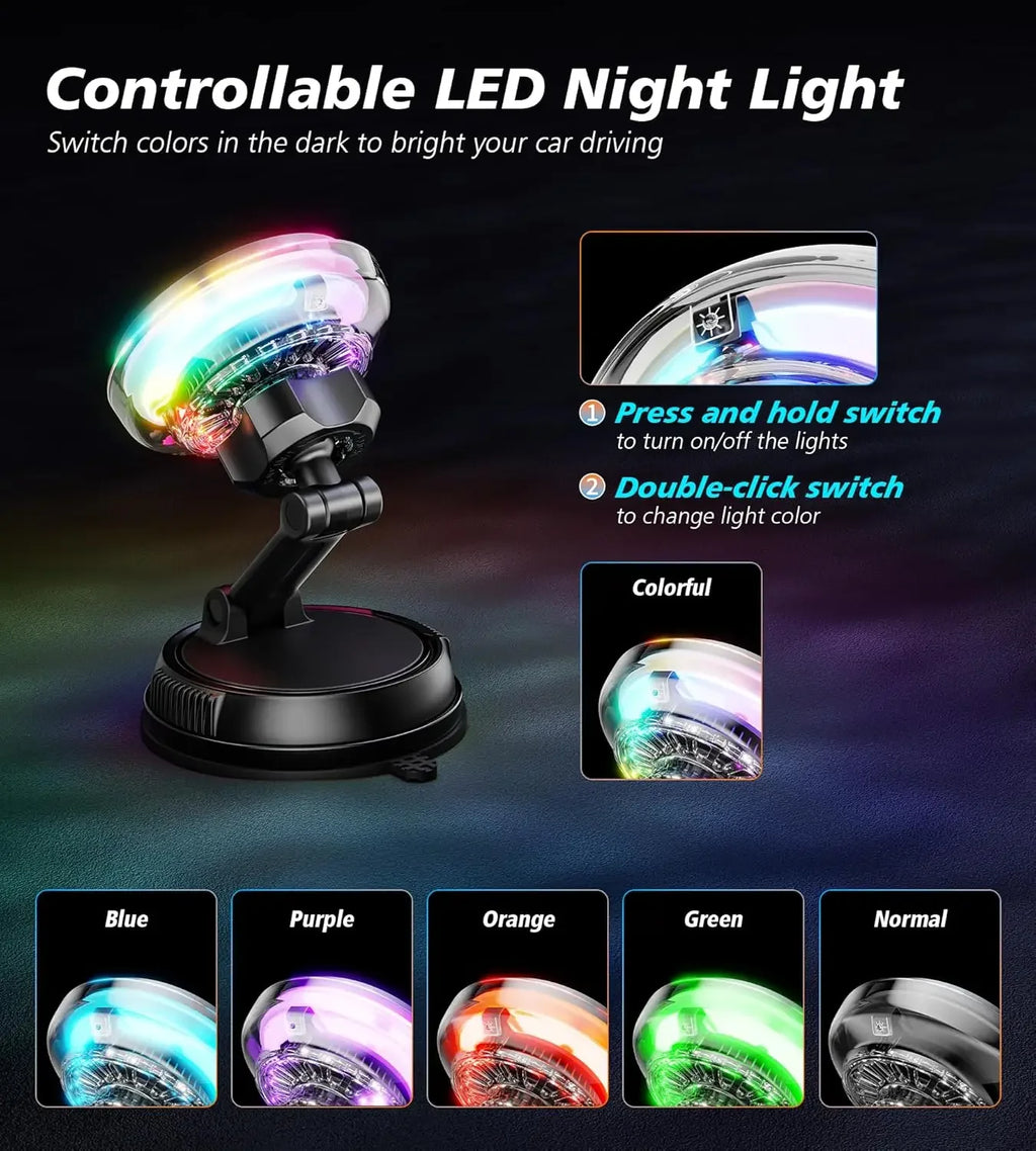 Magnetic Wireless Car Charger with RGB Cooling - MagSafe Compatible Tidesmit