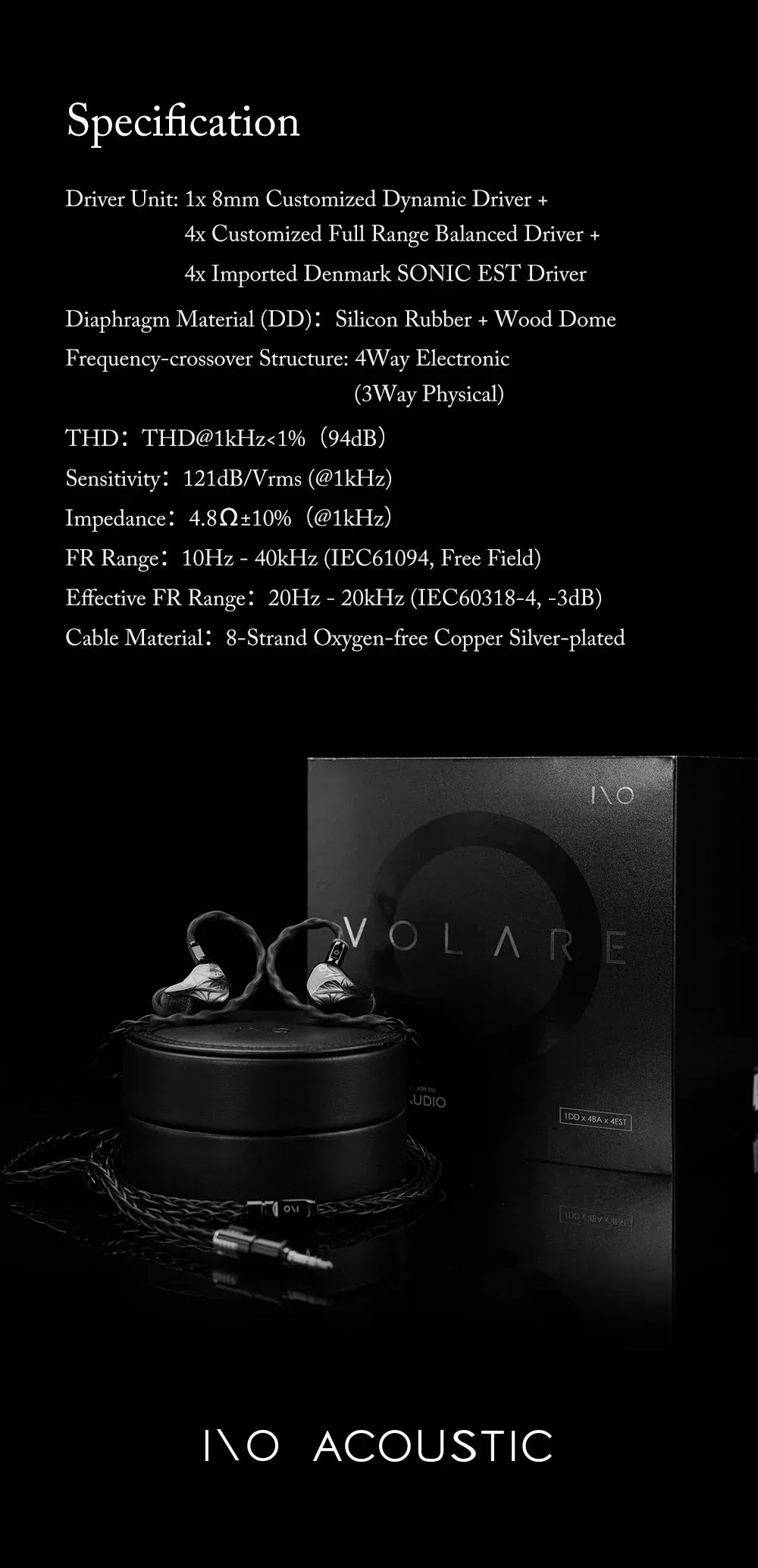 Volare Hybrid IEMs 1DD 4BA 4EST Wired In-Ear Monitors by Tidesmit Tidesmit