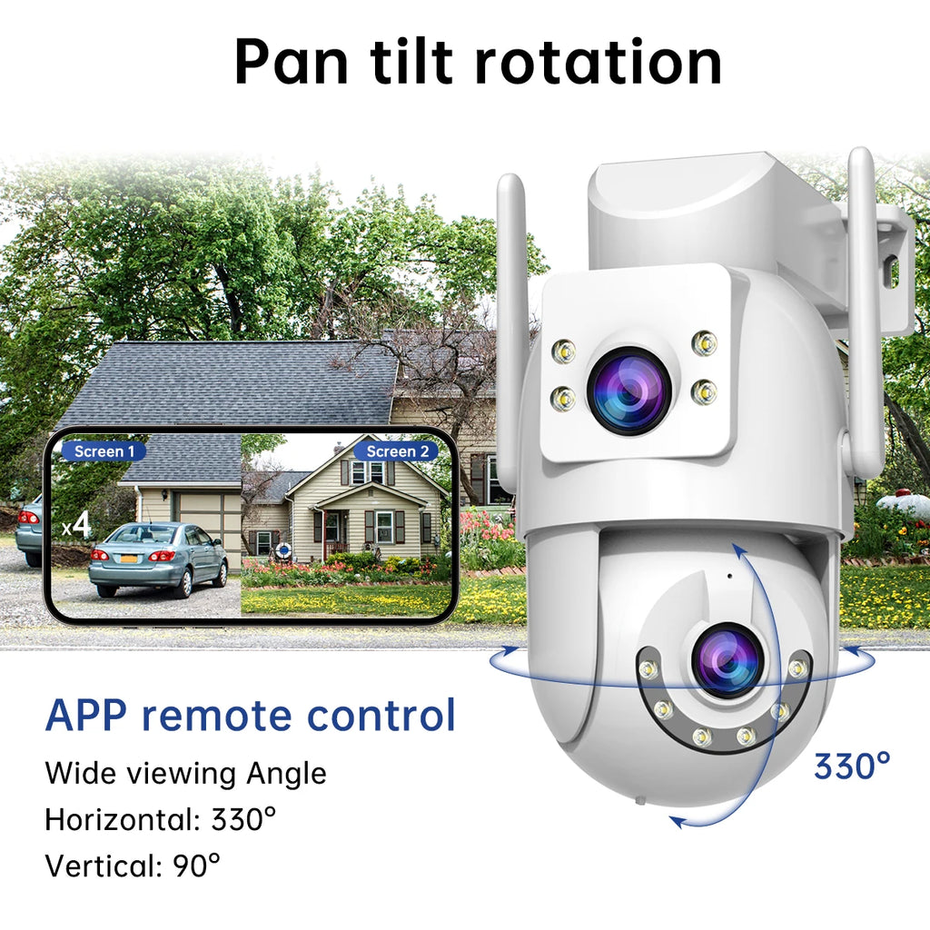 Jooan 6K 10MP WiFi Surveillance Camera,Dual Lens Dual Screen,5X Digital Zoom,Auto Tracking,ONVIF, Outdoor Security PTZ IP Camera