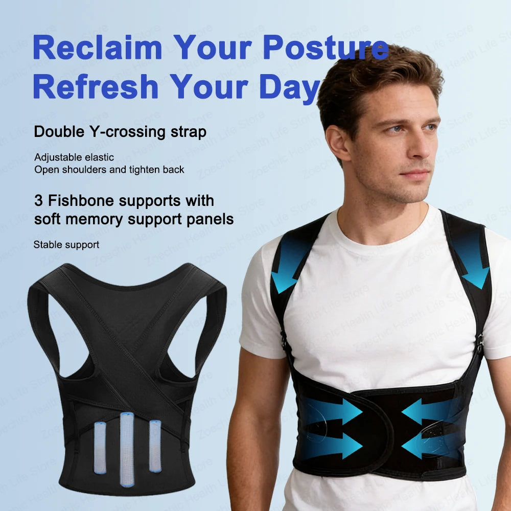 Adjustable Back Brace Posture Corrector Belt for Women & Men Lumbar Support Shoulder Support for Improving Scoliosis