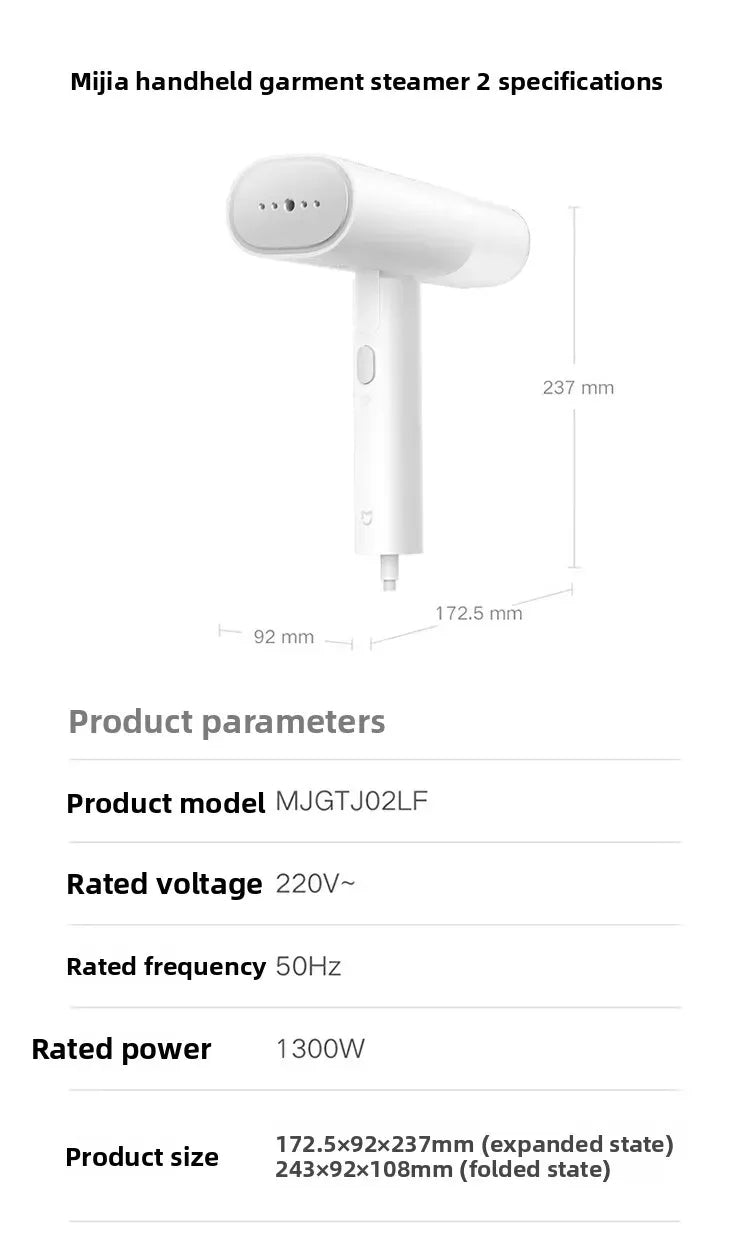 Mijia Handheld Garment Steamer 2 Portable Fabric Iron 220V