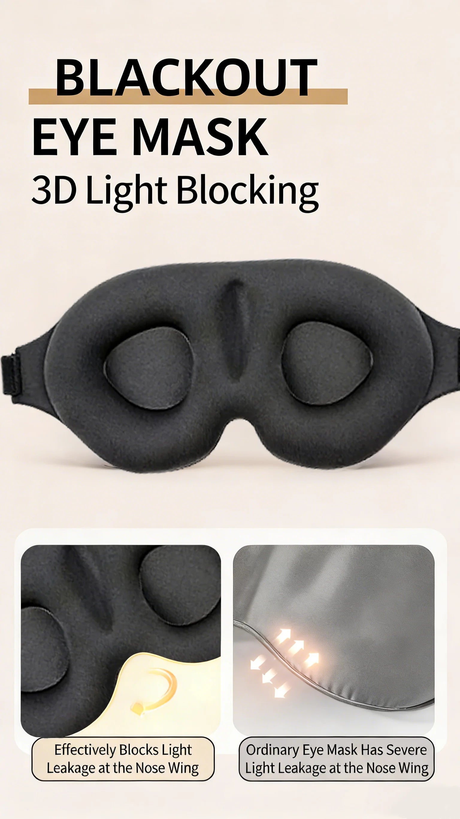 3D-Shaped Men's and Women's Sleep Eye Masks Provide Perfect Light-Blocking, Are Soft and Comfortable, Suitable for Travel A-DH