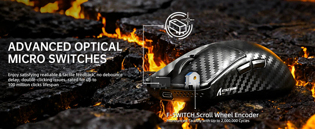 ATTACK SHARK R11 Ultra 8K Carbon Fiber Wireless Gaming Mouse,PAW3950MAX 42K DPI Sensor,49g Superlight Ergonomic Computer Mice