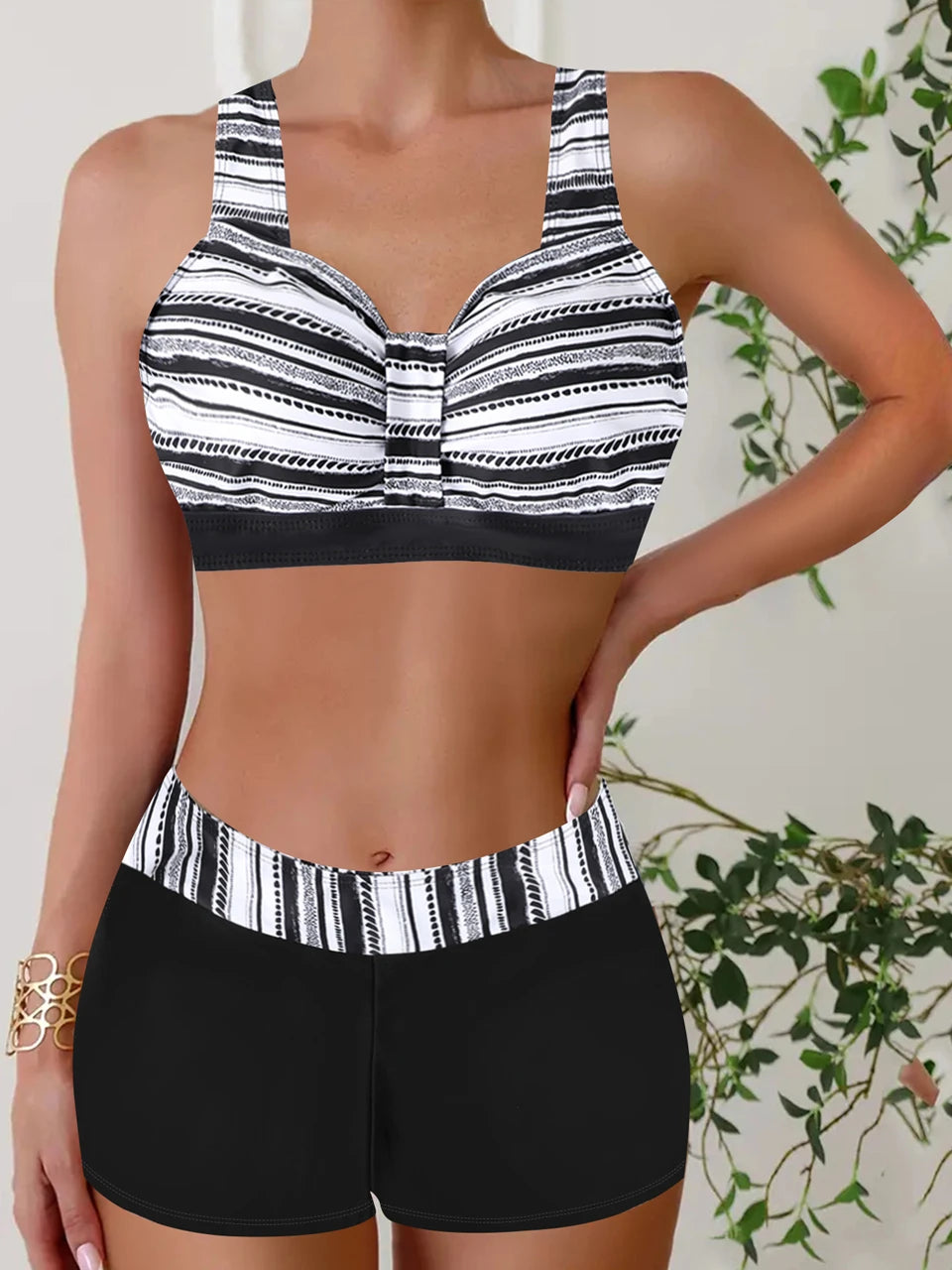 2025 High Waist Bikinis Women Sports Swimwear Print Bathing Suit Female Padded Beach Wear Bathers Swimming Swimsuit Summer