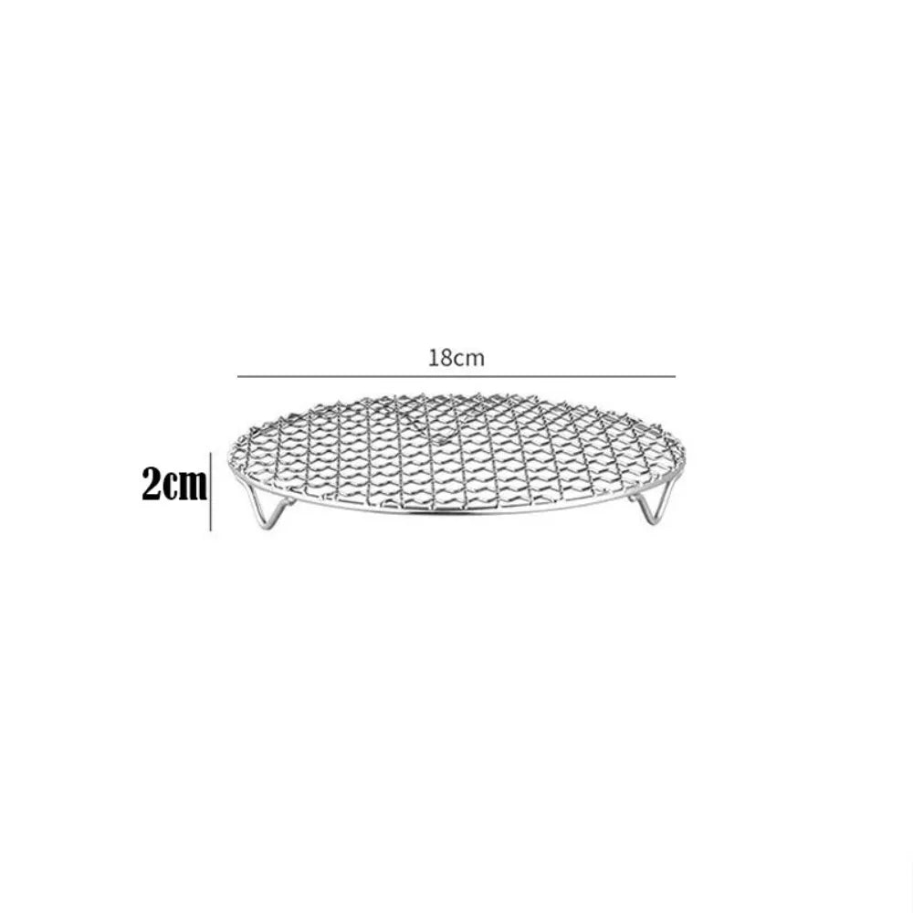 18cm stainless steel round grill rack with folding feet, 2cm height