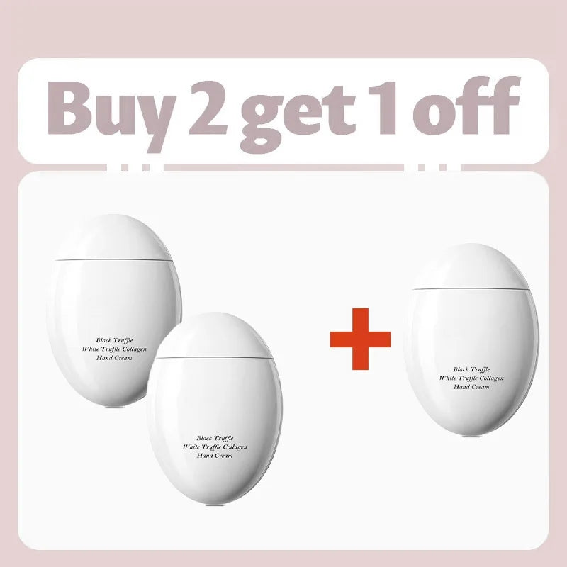 Set of white hand cream bottles bundle shown with a plus sign