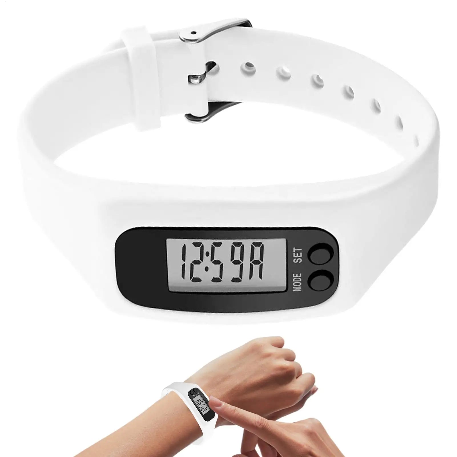 LCD Pedometer Bracelet Step Counter Watch Time Display Silicone StepTracker Multi-Function Fitness Watch For Adults Kids