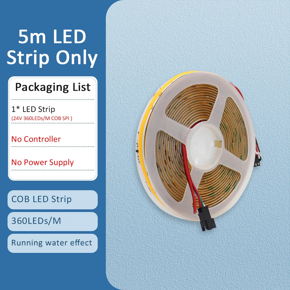 WS2811 Horse Running COB LED Strip 20M 15M 10M 24V Water Flow LED Tape Ribbon Light with Banlanx APP SP636E Touch Controller Set