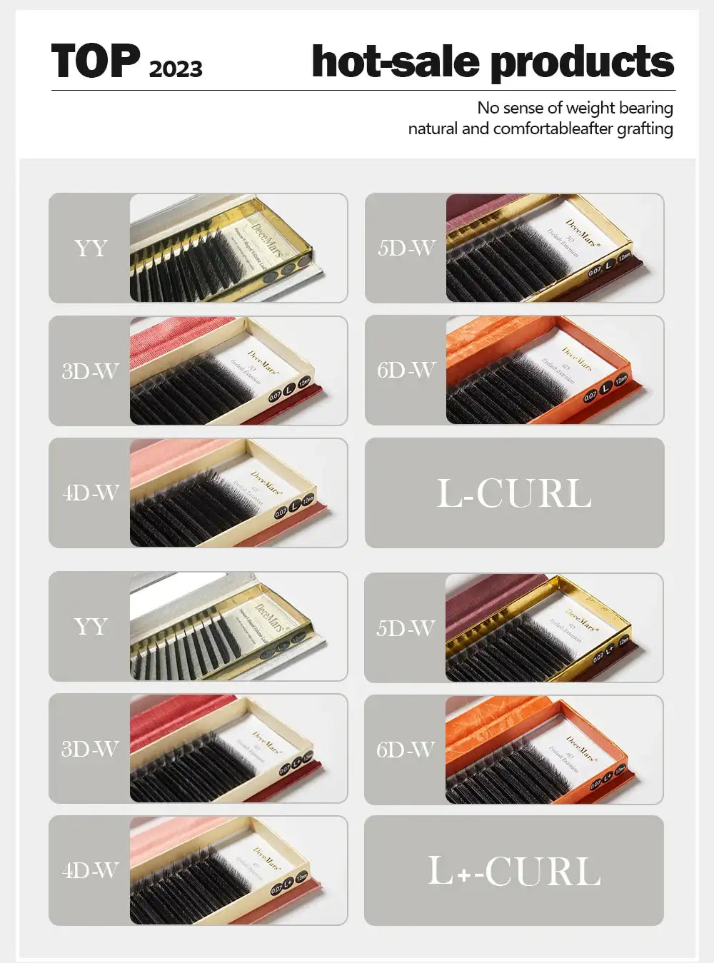 DeceMars L-curl M Curl YY 3D 4D 5D 6D Eyelash Extension 12 Lines for Makeup False Eyelashes Tidesmit