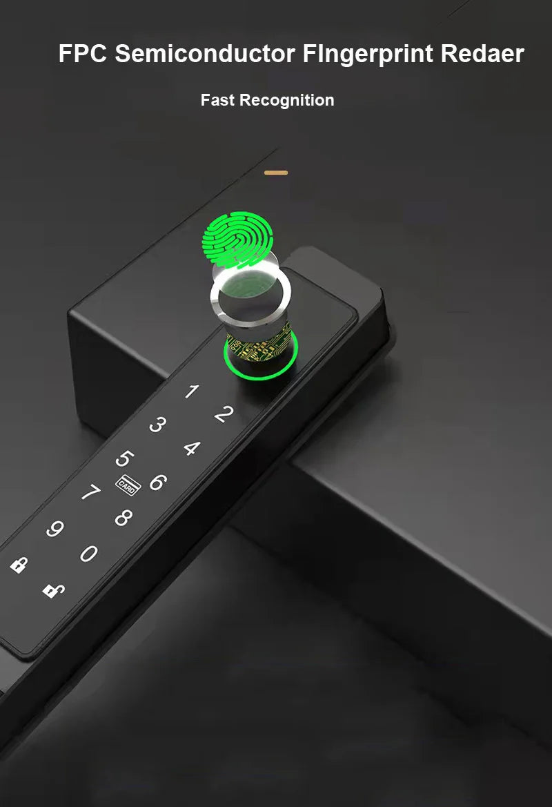 ZHDCOOKEY Biometric Digital Door Lock  Waterproof TTLock APP BLE Fingerprint RFID Card Password Aluminum Sliding Door Smart Lock