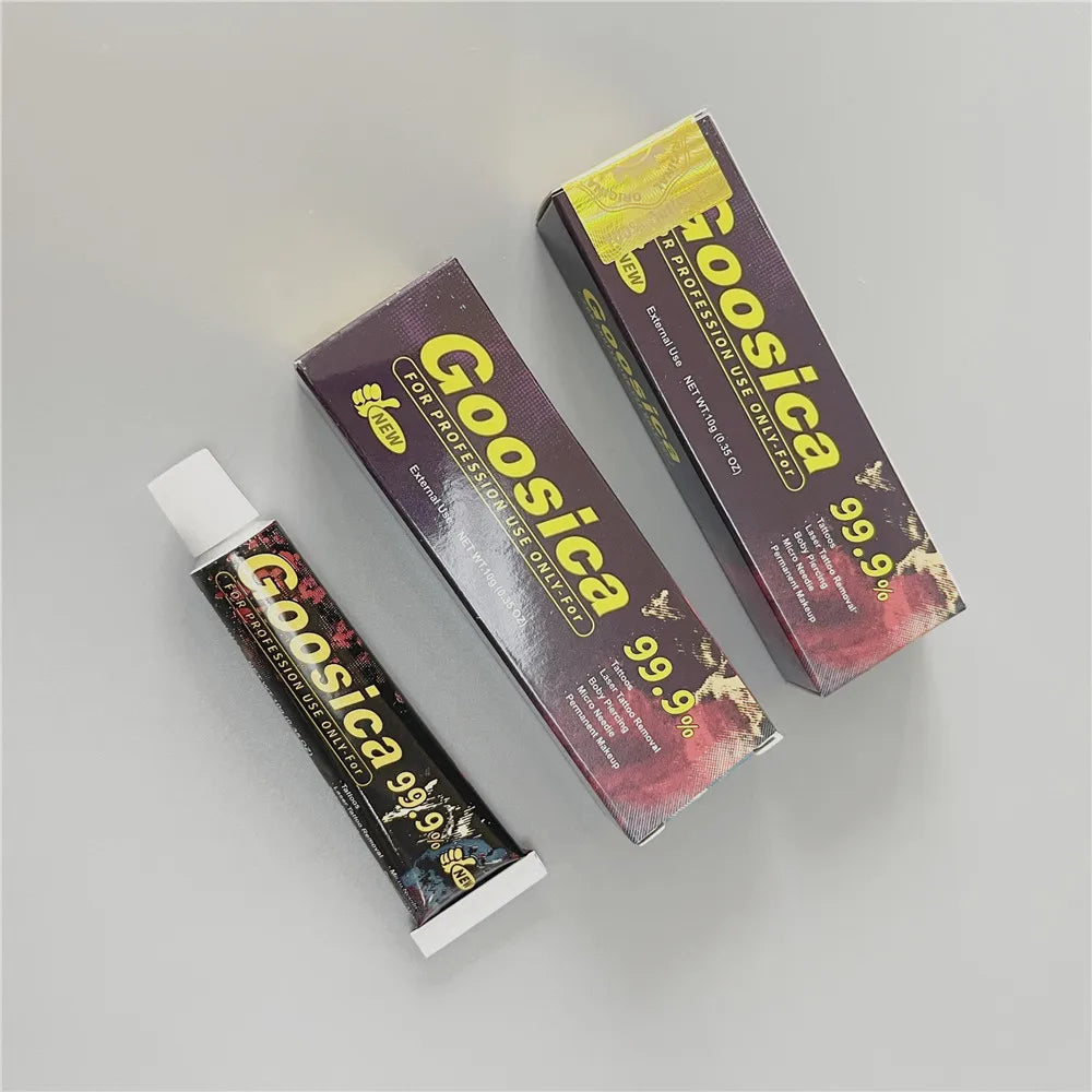 Tidesmit 99.9% Goosica tattoo cream texture close-up for permanent makeup microblading eyebrows and lips 10g